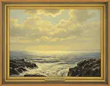 Josef M. Arentz, Three Seascapes & Artist’s Ephemra, 1) Crashing Waves, Oil on board,
