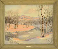 Josef M. Arentz, Winter in New Hampshire, Oil on canvas