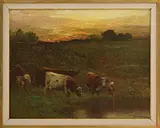 John Joseph Enneking, Cows at Sunset, 1884, Oil on canvas