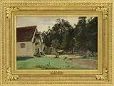 Charles Edwin Lewis Green, Farmyard with Chickens, Oil on canvas