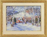 John Whorf, Birches in Winter, White River Junction, Vt, Watercolor