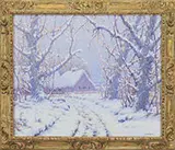 C. Jac Young, Homestead in Winter Landscape, Oil on canvas