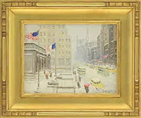 Guy Carleton Wiggins, Winter at the Library, Oil on canvas board