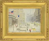 Guy Carleton Wiggins, Winter at the Library, Oil on canvas board