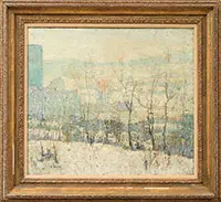 Ernest Lawson, New York Farm in Winter, Oil on canvas