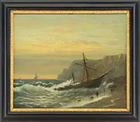 Ship Run Aground by Wesley Webber, Oil on canvas, sold Feb 2017