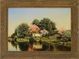 Henry Pember Smith, A Home by a Riverside, Oil on canvas