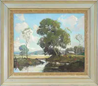 Orrin Augustine White, Stream Through Farmland, Oil on canvas