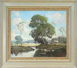 Orrin Augustine White, Stream Through Farmland, Oil on canvas