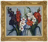 Hayley Lever, Red, White, and Purple Gladiolas, Oil on canvas
