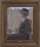 Alfred Galpin Kellogg, Afternoon Tea, Backbay, Boston, Oil on canvas