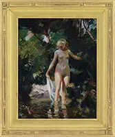 Maria V Liszt, Nude in Forest Stream, Oil on canvas
