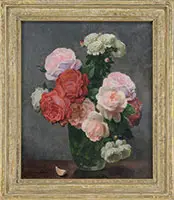 J van Dail, Still Life with Roses, Oil on canvas