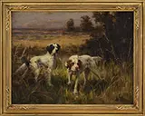 Percival Leonard Rosseau, Two English Spaniels in Autumn Landscape, Oil on canvas