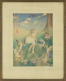 Ida Marie Perrault, Dance of the Fairies, Watercolor, ink, and gouache on paper mounted on a silk mat