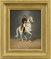 Joseph Plank, Set of Three Portraits of Riders on Lipizzaner Stallions, Oils on Masonite,