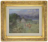 Victor Casnelli, Indian Encampment, Oil on board
