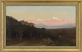 William Castle Keith, Riders Approaching a Lake Surrounded by Mountains, Oil on canvas