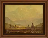 Lyle Tayson Sr., Native American Encampment in the Valley of the Grand Tetons, Oil on canvas
