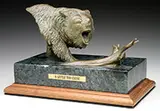 Winston Churchill, A Little Too Close, Bronze Mounted to a rectangular polished green marble base, set on a molded walnut base