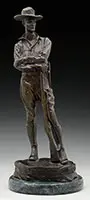 True Blue by Carl Kauba, Bronze Mounted to a round green polished marble base, sold Feb 2017