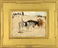 John Singer Sargent, Donkeys in a Desert, Morocco 1880, Oil on wood panel