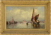 William P Phelps, Grand Canal with Doges Palace and St Marks, Oil on canvas