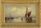 William P Phelps, Grand Canal with Doges Palace and St Marks, Oil on canvas