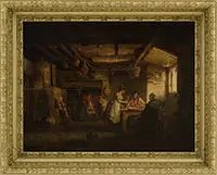 Nicholas Condy, Figures in a Country Cottage Enjoying Lunch, Oil on panel