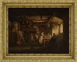 Nicholas Condy, Figures in a Country Cottage Enjoying Lunch, Oil on panel