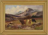 Charles W Oswald, Highland Cattle, Oil on canvas