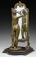 Nude Woman in Front of Mirror by Émile Pinedo, Bronze and glass, sold Feb 2017