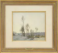 Alexandre Jacob, Winter Landscape, Oil on board