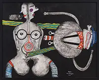 Kei Hiraga, Surrealist Composition, Acrylic on canvas