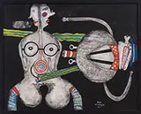 Kei Hiraga, Surrealist Composition, Acrylic on canvas