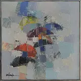 Young-Il Ahn, Red Umbrella, Oil on canvas