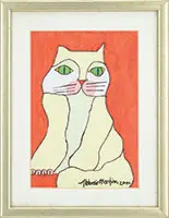 Aldemir Martins, Two Works: Cats, Watercolor on paper