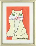 Aldemir Martins, Two Works: Cats, Watercolor on paper