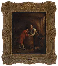 David Col, La Visite D’Un Ami, Oil on mahogany panel