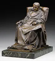Vincenzo Vela, The Last Days of Napoleon, Bronze Mounted to a green marble polished base
