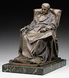 Vincenzo Vela, The Last Days of Napoleon, Bronze Mounted to a green marble polished base