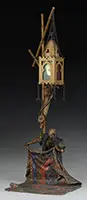 Franz Bergman, Arab Carpet Merchant Lamp, Bronze