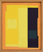 Ib Geertsen, Two Abstract Works, 1) Abstract Composition In Yellow, Orange And Purple, Oil on canvas,