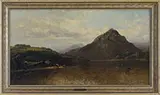 John Bristol, Mountainous Landscape with Boaters on a Lake, Oil on canvas