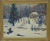 Wallace Weir Fahnestock, Winter Landscape with Brook, Oil on canvas