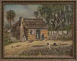 Cabin with Figures Engaged in Daily Chores by William Aiken Walker, Oil on canvas, sold Feb 2017