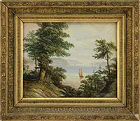 Augustus Weidenbach, Hudson River Valley Landscape, Watercolor and gouache on paper