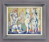 Joseph Wolins, Two Works: “Industrial Night” and “King David and the Concubines, Oil on masonite
