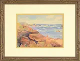 Charles Herbert Woodbury, Bathing Off Ogunquit Rocks