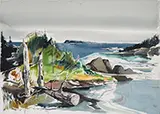 Laurence Sisson, Two Works: “Surf at South Port” and “Reed Island, Watercolor on paper
